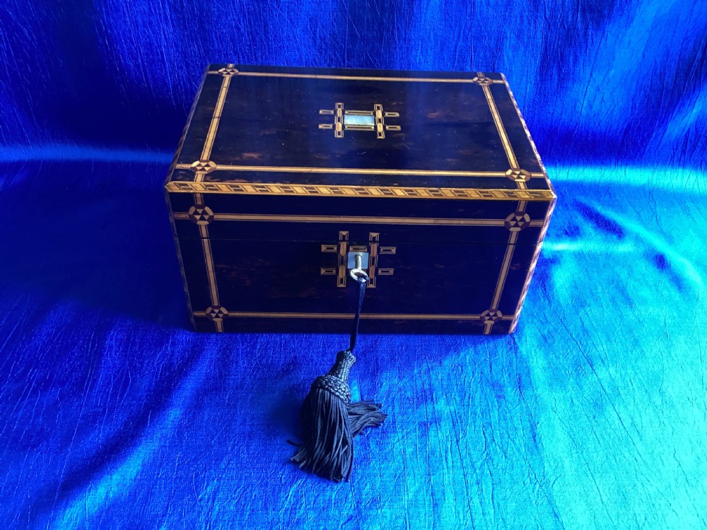 Victorian Coromandel parquetry jewellery keepsake box View II