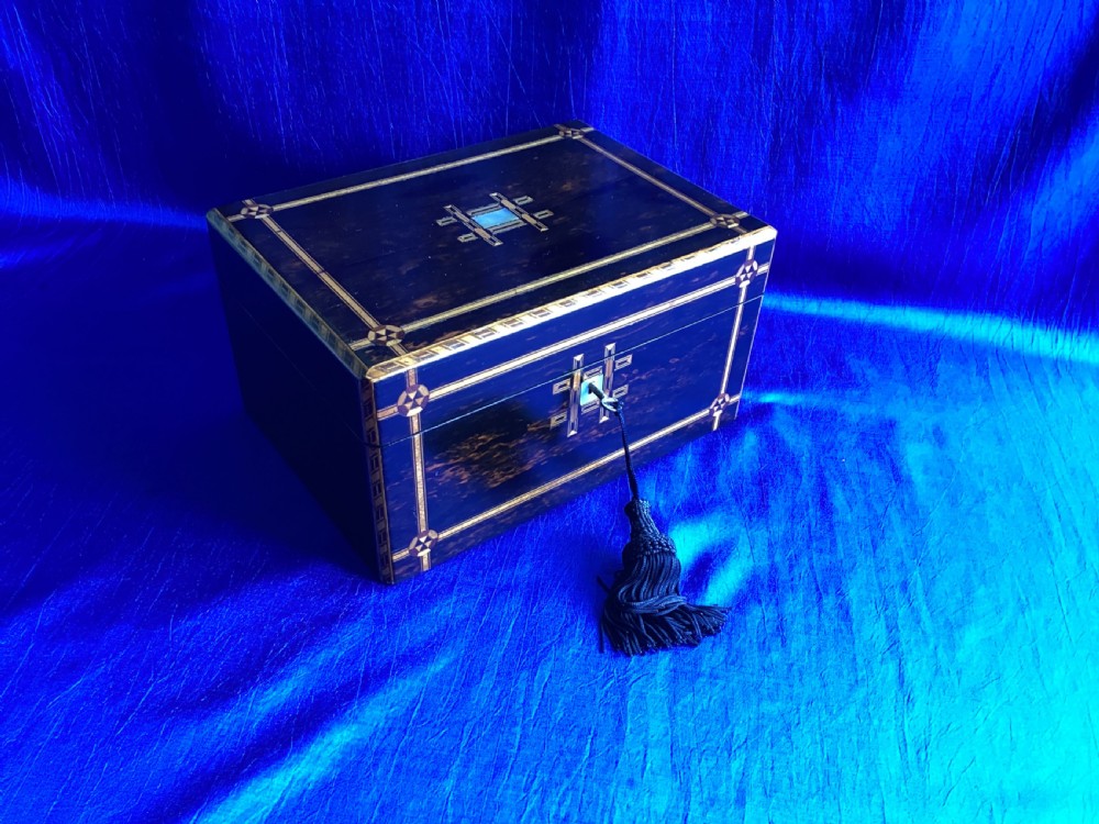 Victorian Coromandel parquetry jewellery keepsake box View V