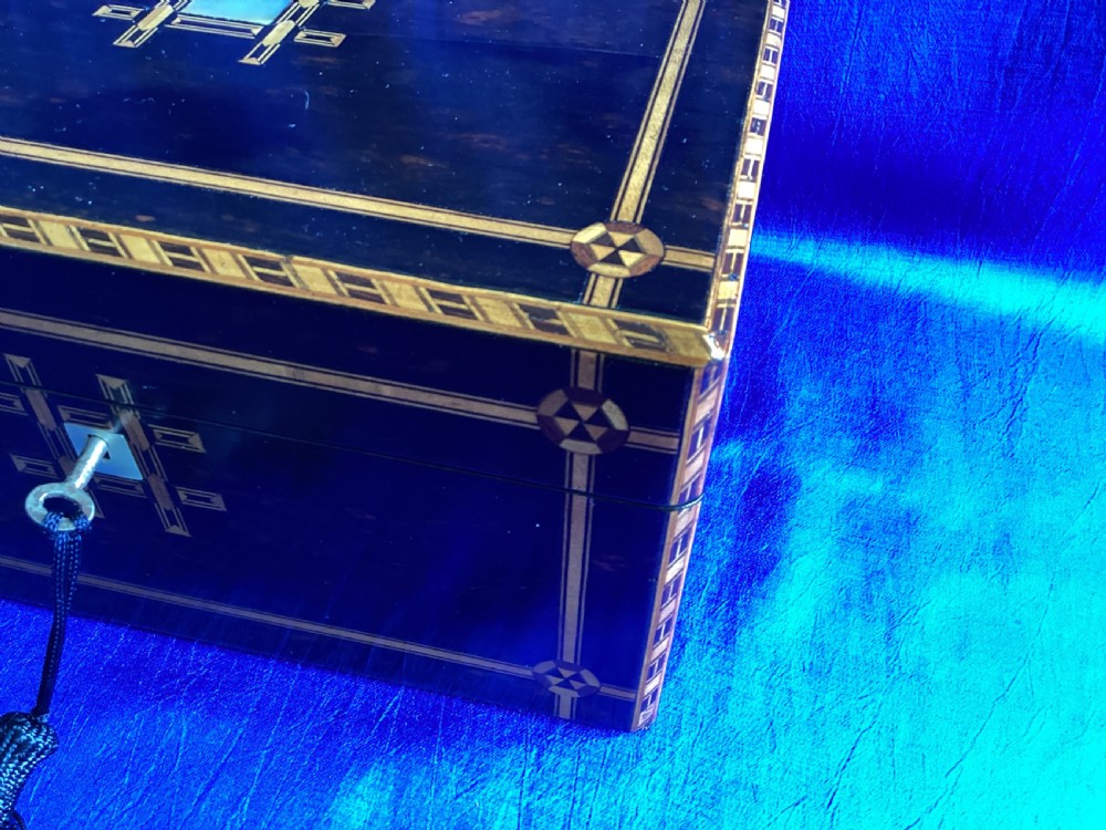 Victorian Coromandel parquetry jewellery keepsake box View XII