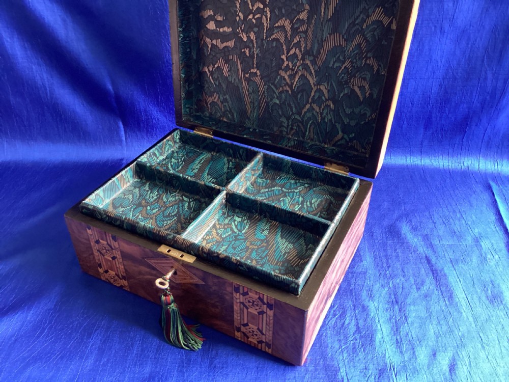 Victorian walnut parquetry jewellery/watch box View VII