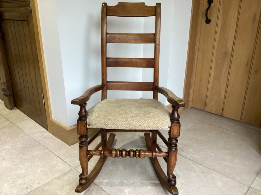 Victorian ladder back country oak rocking chair