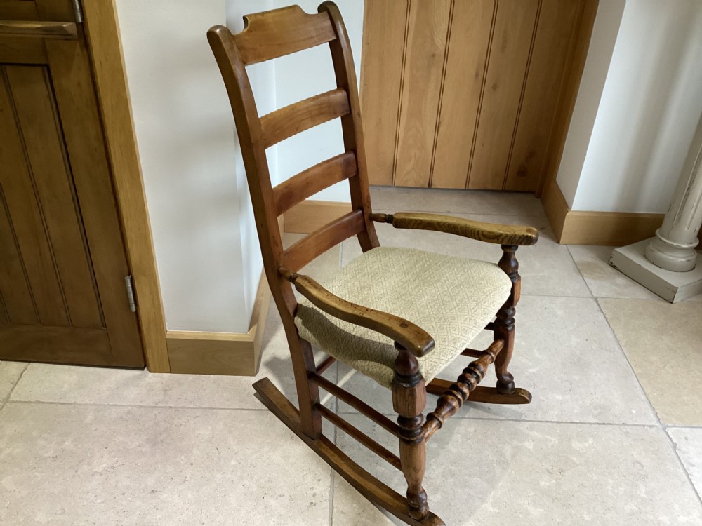 Victorian ladder back country oak rocking chair View VII