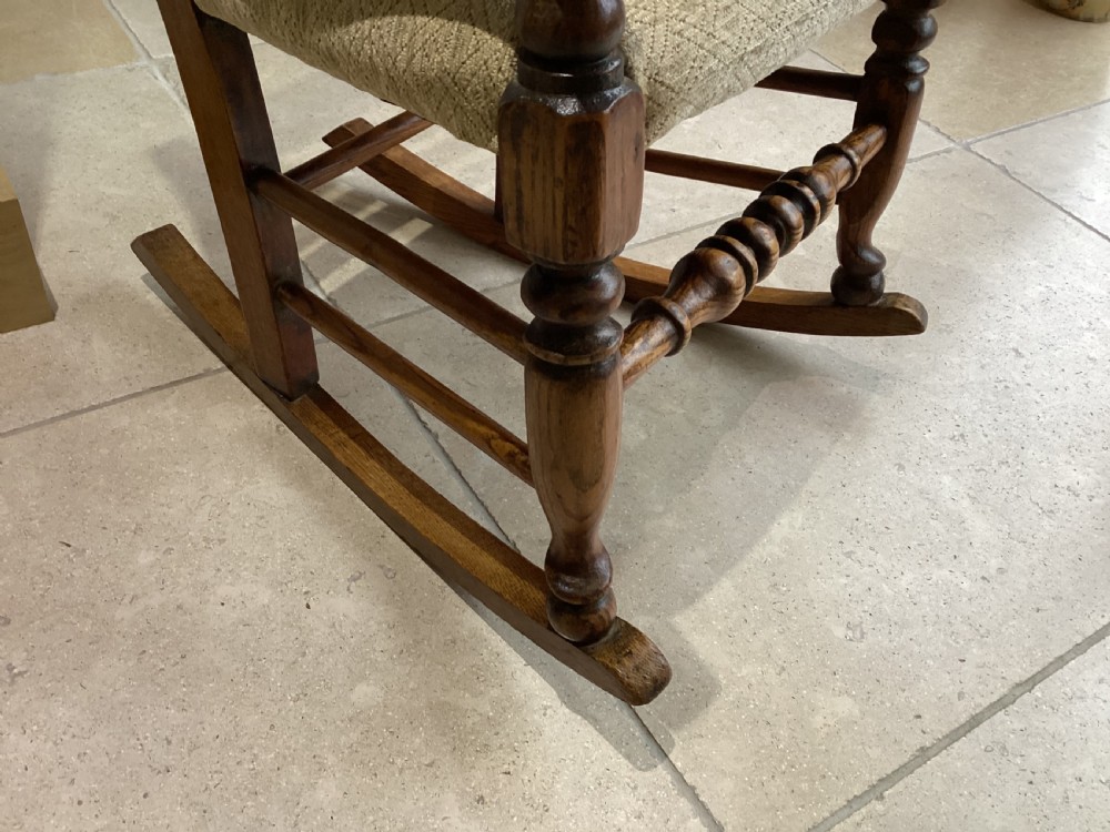 Victorian ladder back country oak rocking chair View IX