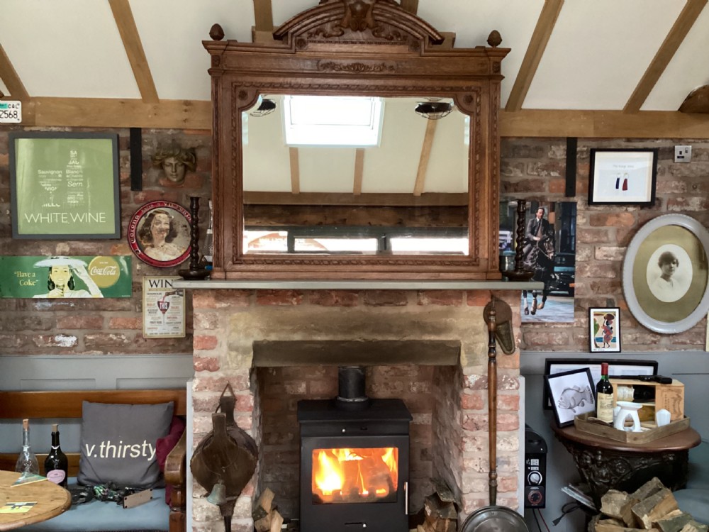 Antique French oak over mantle mirror