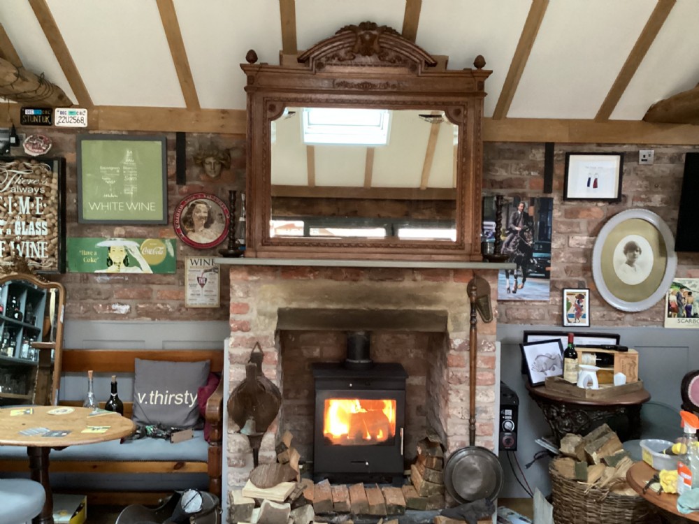 Antique French oak over mantle mirror View VIII