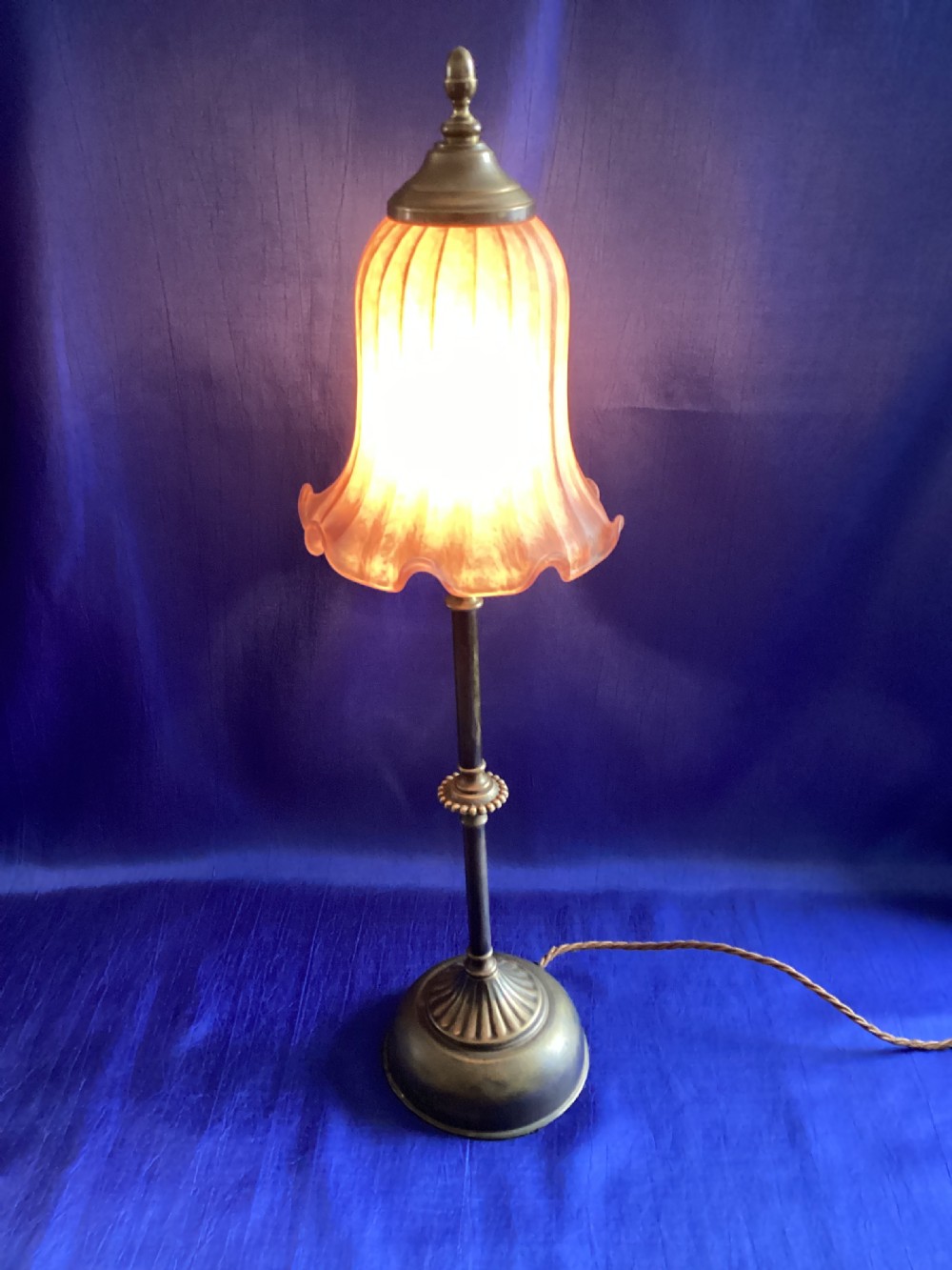 Edwardian brass table lamp  View III