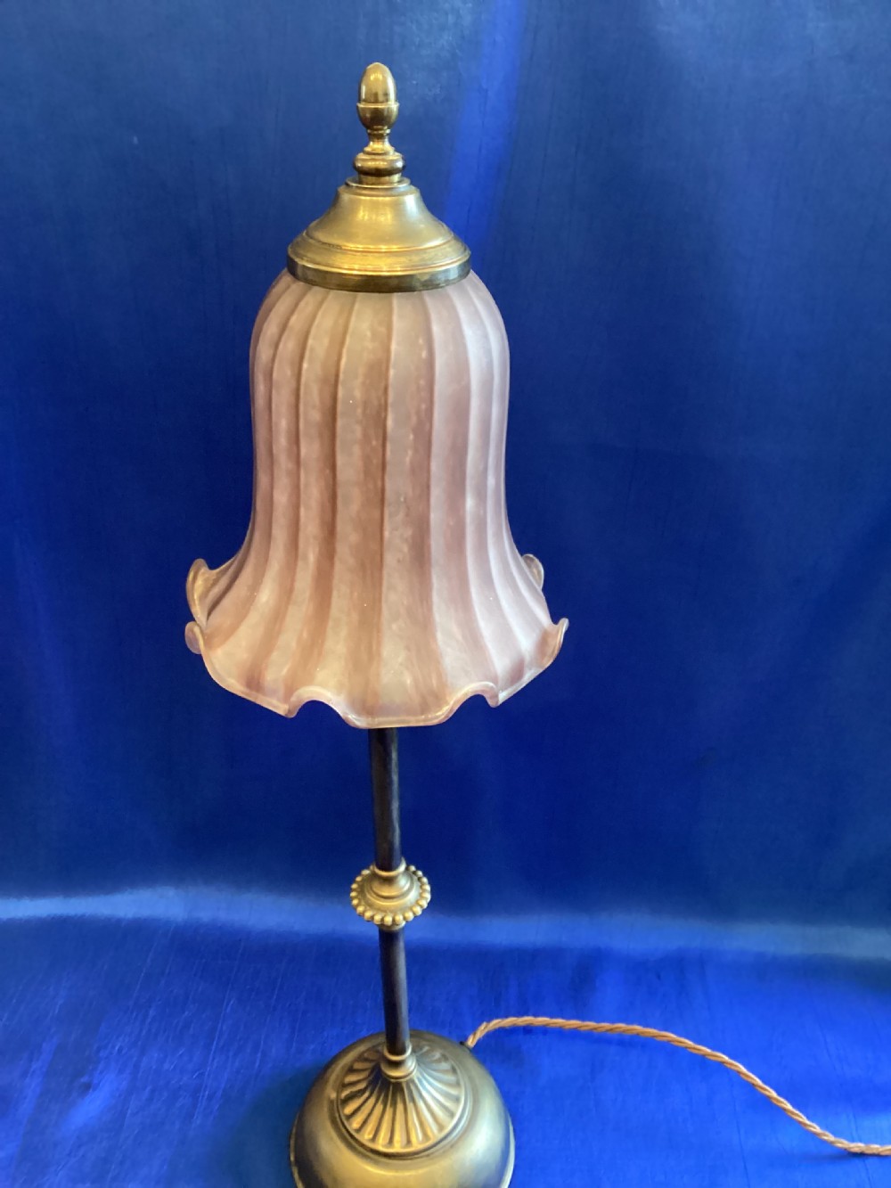 Edwardian brass table lamp  View V
