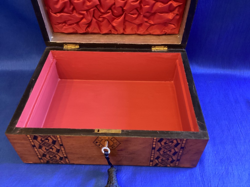 Victorian walnut and parquetry domed sewing box View VI