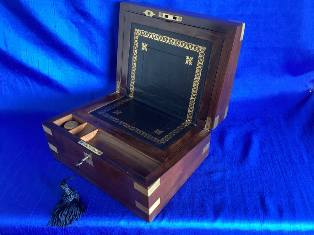Victorian mahogany brass bound writing slope View II