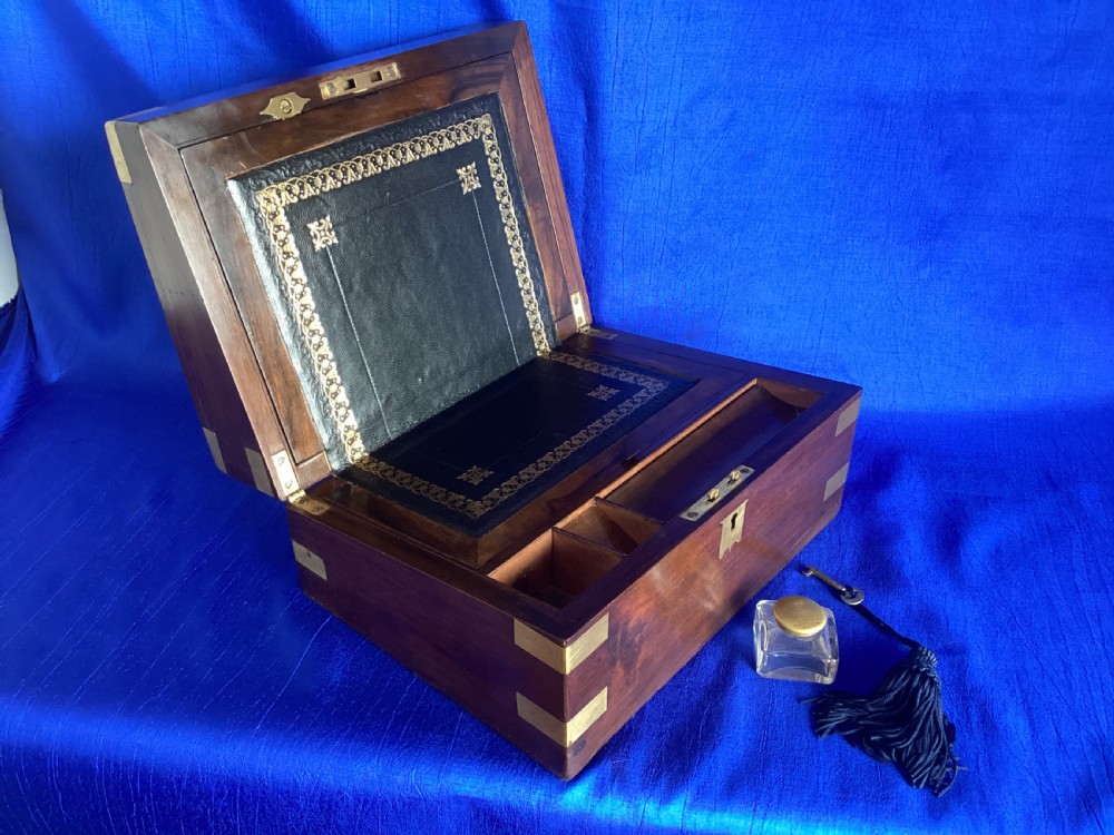 Victorian mahogany brass bound writing slope View III