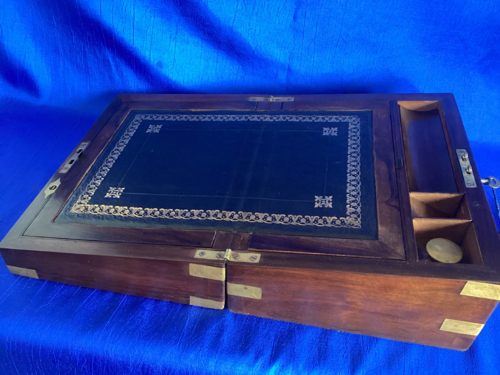 Victorian mahogany brass bound writing slope View IV