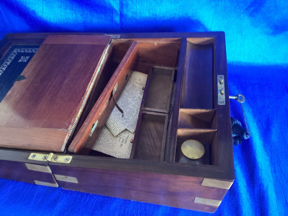 Victorian mahogany brass bound writing slope View VI