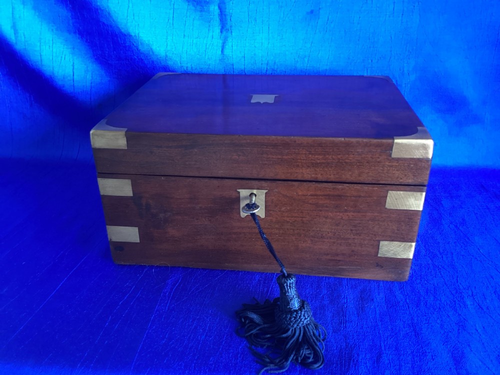 Victorian mahogany brass bound writing slope View XI