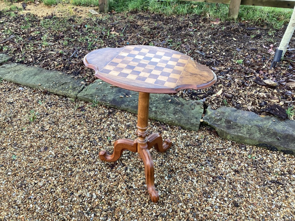 Victorian walnut tilt top chess table View IV