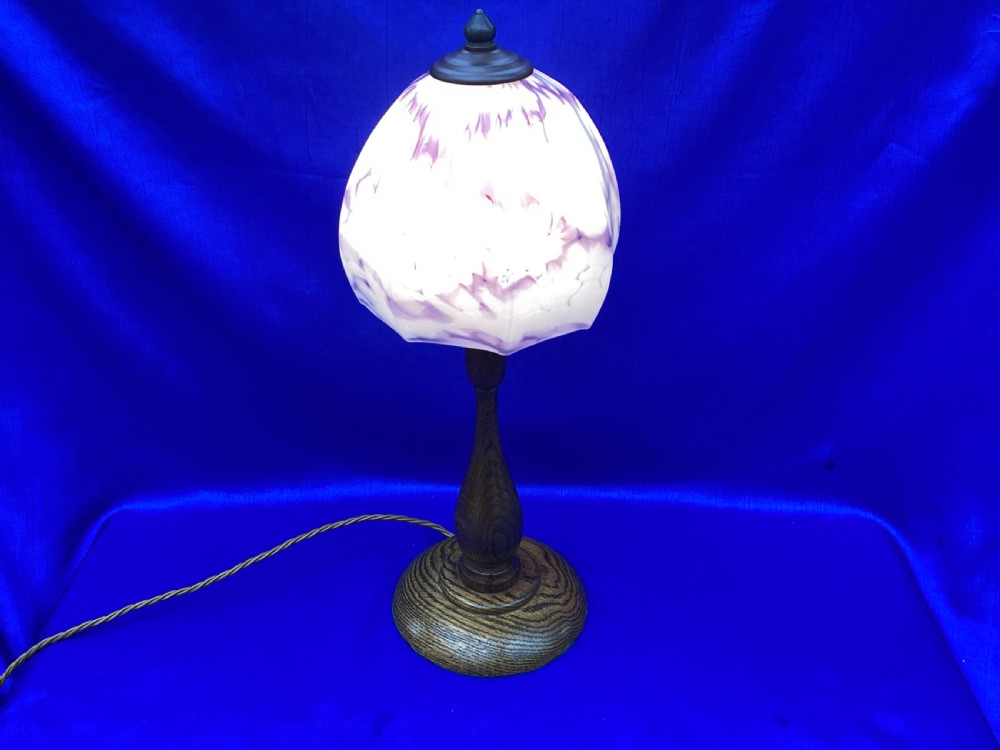 Antique pair of oak bedside lights View III