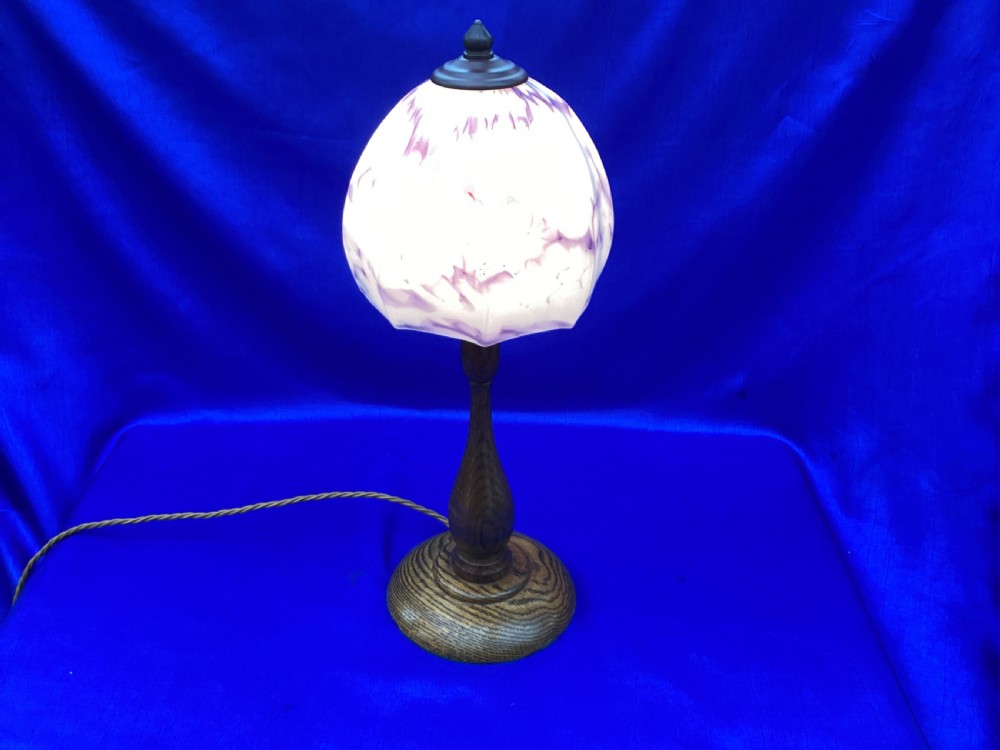 Antique pair of oak bedside lights View IV