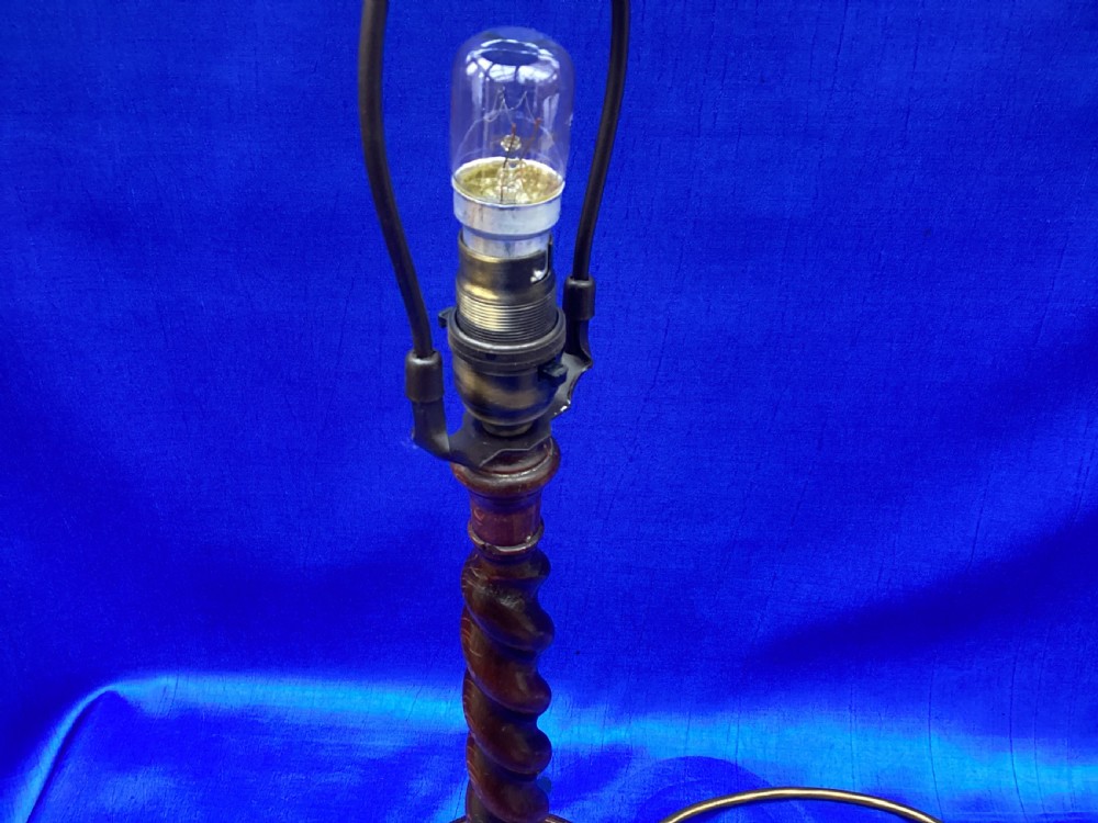 Edwardian barley twist oak table lamp View VI