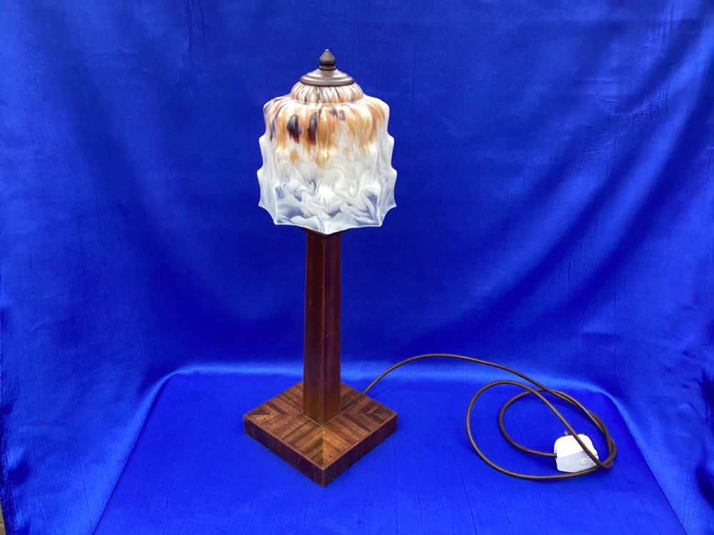 Art Deco parquetry table lamp