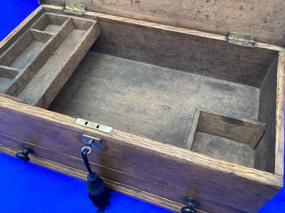 Victorian oak tool box chest View XIV