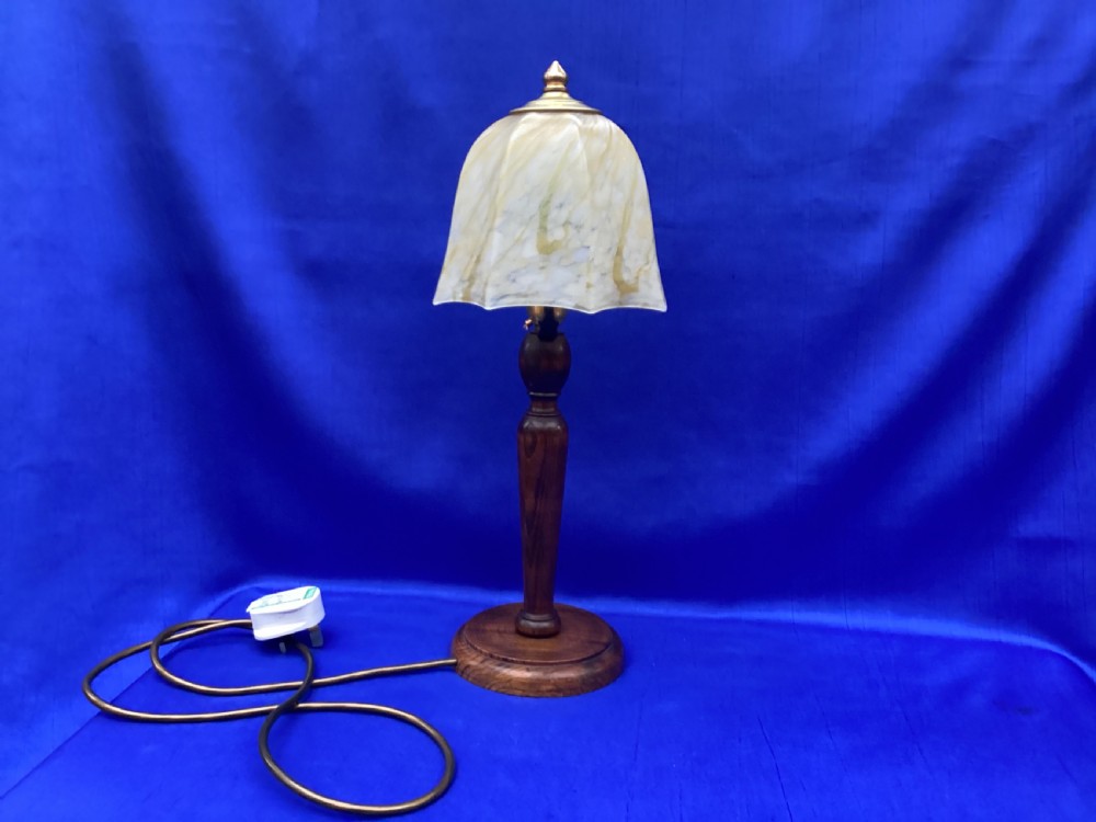 Antique oak table lamp