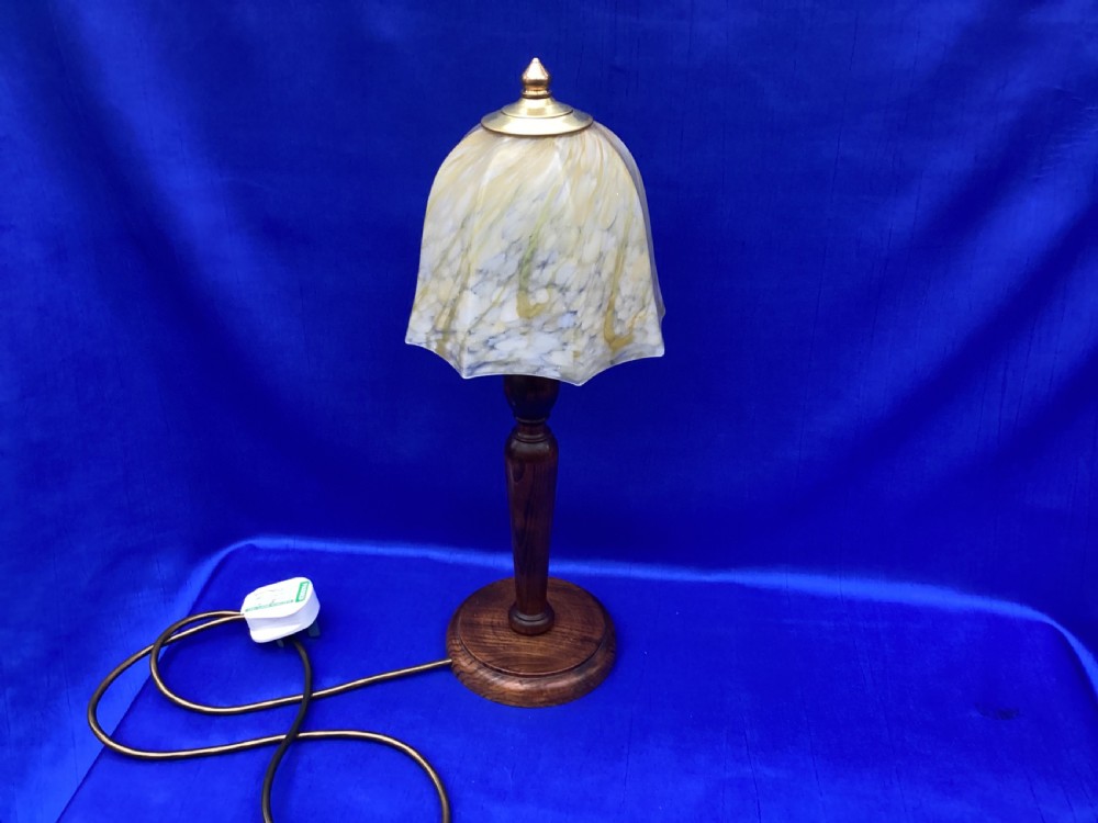 Antique oak table lamp View II