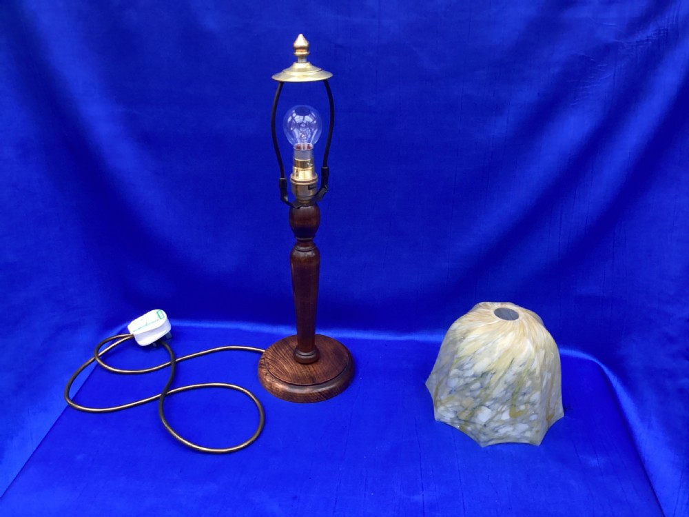 Antique oak table lamp View III