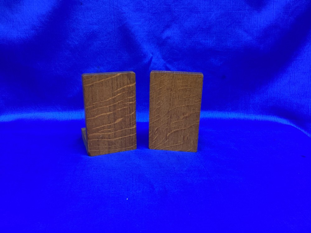 Antique Gordon Russell oak book ends View II