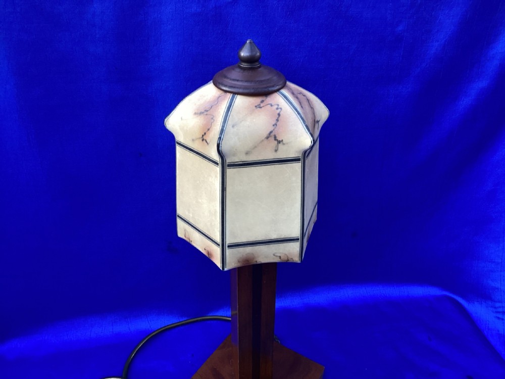 Antique Art Deco mahogany table lamp View III