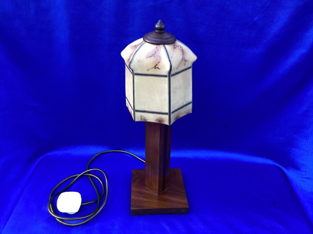 Antique Art Deco mahogany table lamp View IV