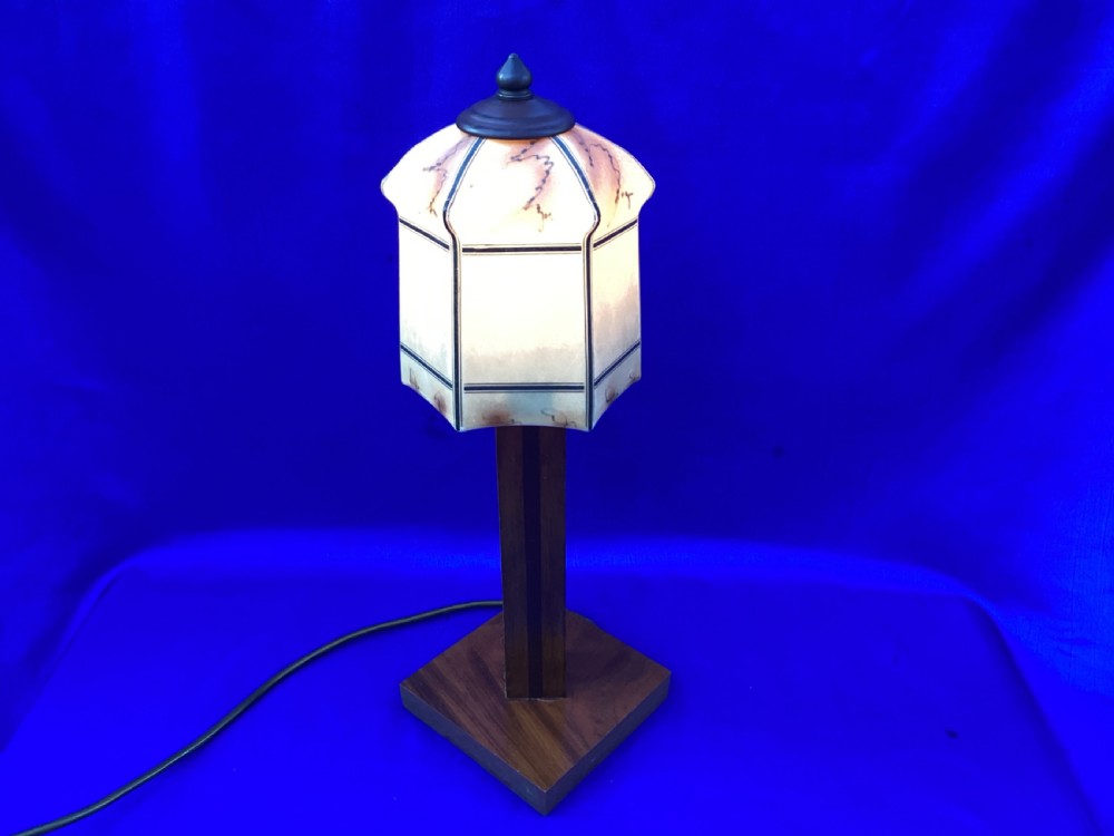 Antique Art Deco mahogany table lamp View VI