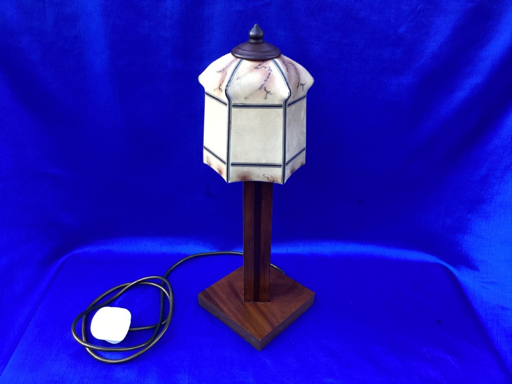 Antique Art Deco mahogany table lamp View VIII