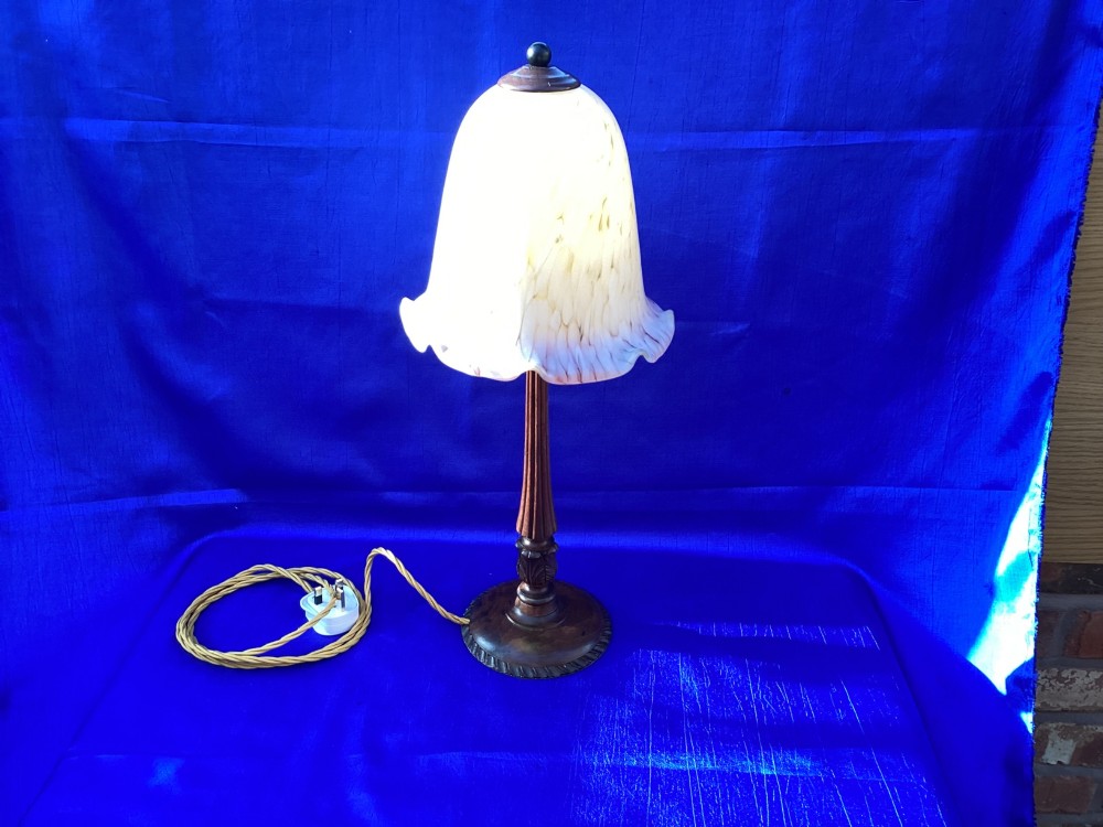 Antique French walnut table lamp View II