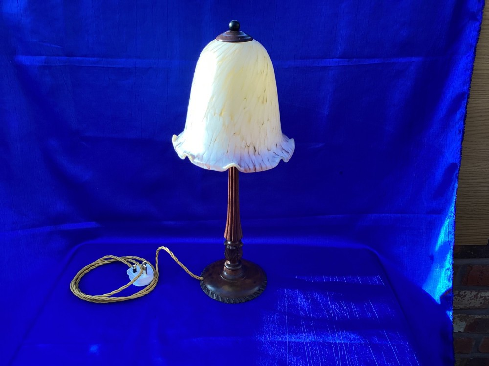 Antique French walnut table lamp View III
