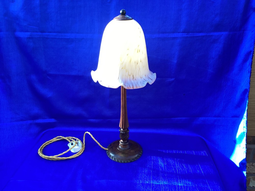 Antique French walnut table lamp