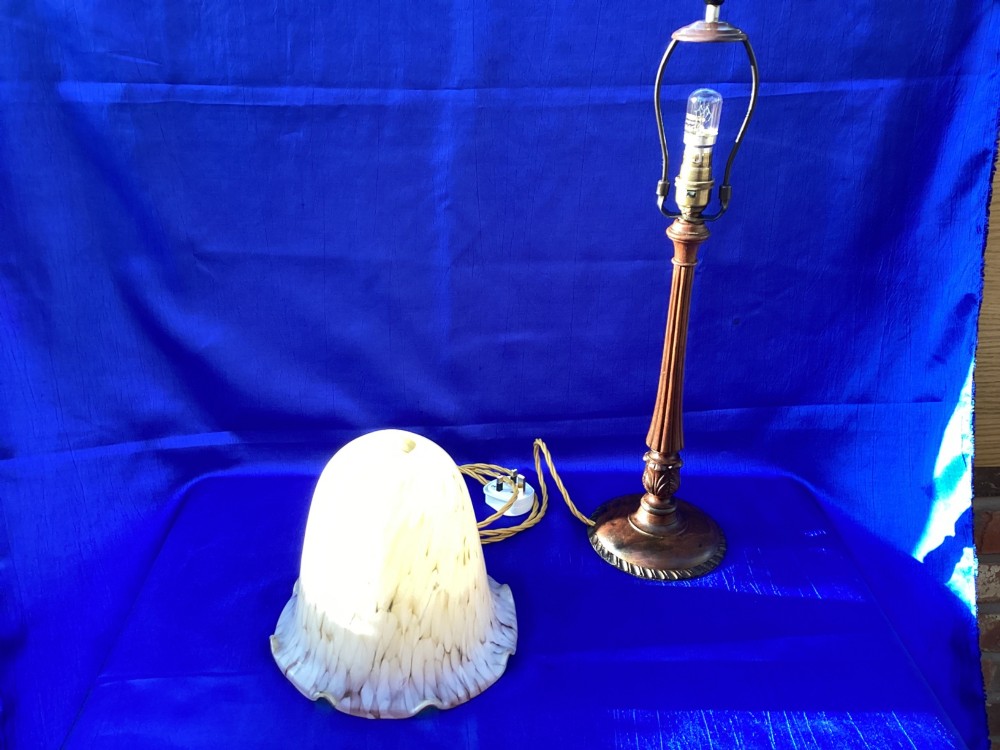 Antique French walnut table lamp View IX