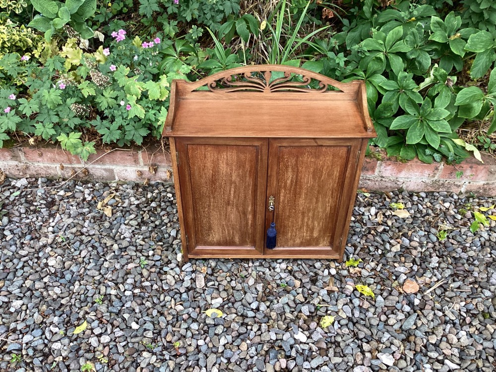 Arts and Crafts mahogany wall cupboard View II