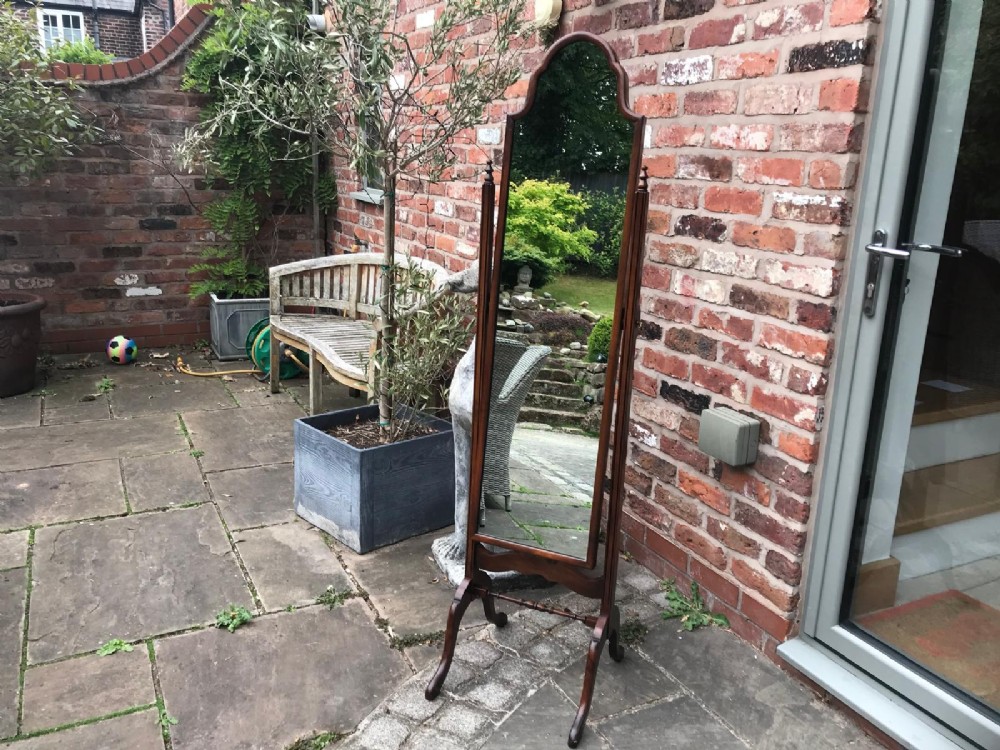Edwardian mahogany cheval mirror