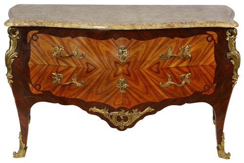 19TH CENTURY FRENCH BOMBE FRONTED LOUIS XVI STYLE COMMODE - ADDITIONAL PHOTO 1