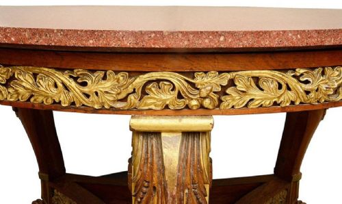 FRENCH 19TH CENTURY EMPIRE STYLE PORPHYRY MARBLE TOP CENTER TABLE - ADDITIONAL PHOTO 2