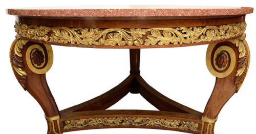 FRENCH 19TH CENTURY EMPIRE STYLE PORPHYRY MARBLE TOP CENTER TABLE - ADDITIONAL PHOTO 5