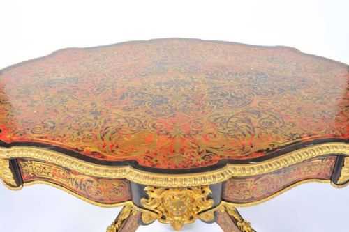 19TH CENTURY BOULLE LOUIS XVI STYLE INLAID CENTRE TABLE - ADDITIONAL PHOTO 1