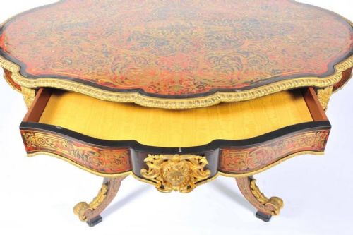 19TH CENTURY BOULLE LOUIS XVI STYLE INLAID CENTRE TABLE - ADDITIONAL PHOTO 7