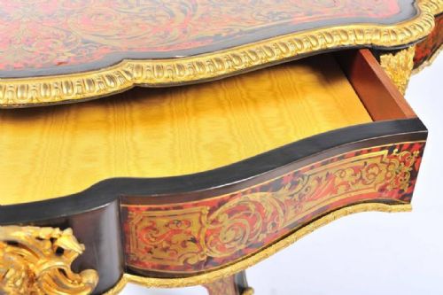 19TH CENTURY BOULLE LOUIS XVI STYLE INLAID CENTRE TABLE - ADDITIONAL PHOTO 8