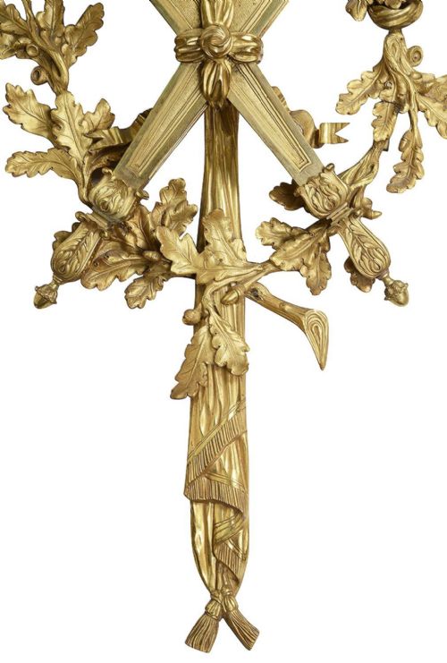 LARGE PAIR CLASSICAL 19TH CENTURY ORMOLU WALL LIGHTS - ADDITIONAL PHOTO 4