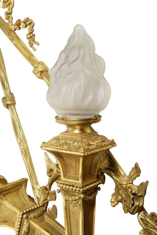 LARGE PAIR CLASSICAL 19TH CENTURY ORMOLU WALL LIGHTS - ADDITIONAL PHOTO 5