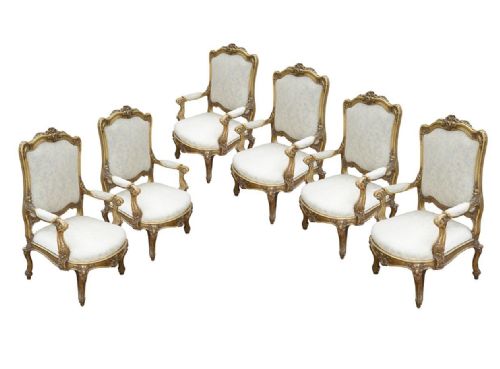 RARE LOUIS XVI STYLE FRENCH GILT WOOD SALON SUITE 1880 - ADDITIONAL PHOTO 1