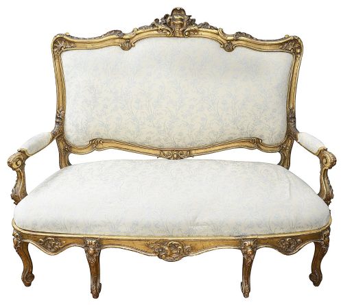 RARE LOUIS XVI STYLE FRENCH GILT WOOD SALON SUITE 1880 - ADDITIONAL PHOTO 2