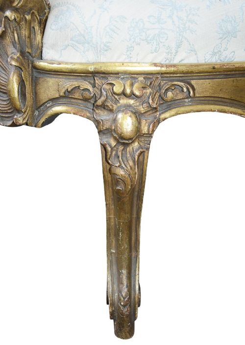 RARE LOUIS XVI STYLE FRENCH GILT WOOD SALON SUITE 1880 - ADDITIONAL PHOTO 9