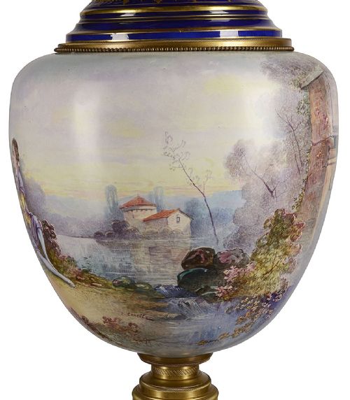 LARGE PAIR LATE 19TH CENTURY SEVRES STYLE PORCELAIN VASE - ADDITIONAL PHOTO 2