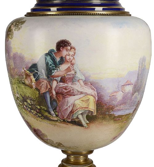 LARGE PAIR LATE 19TH CENTURY SEVRES STYLE PORCELAIN VASE - ADDITIONAL PHOTO 7